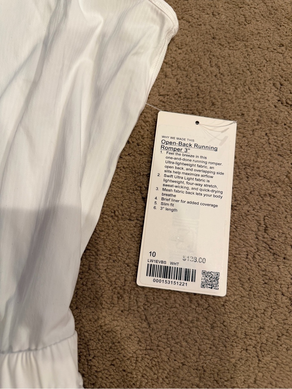 lululemon athletica White Sleeveless Open-Back Running Romper 3” - Picture 2 of 4